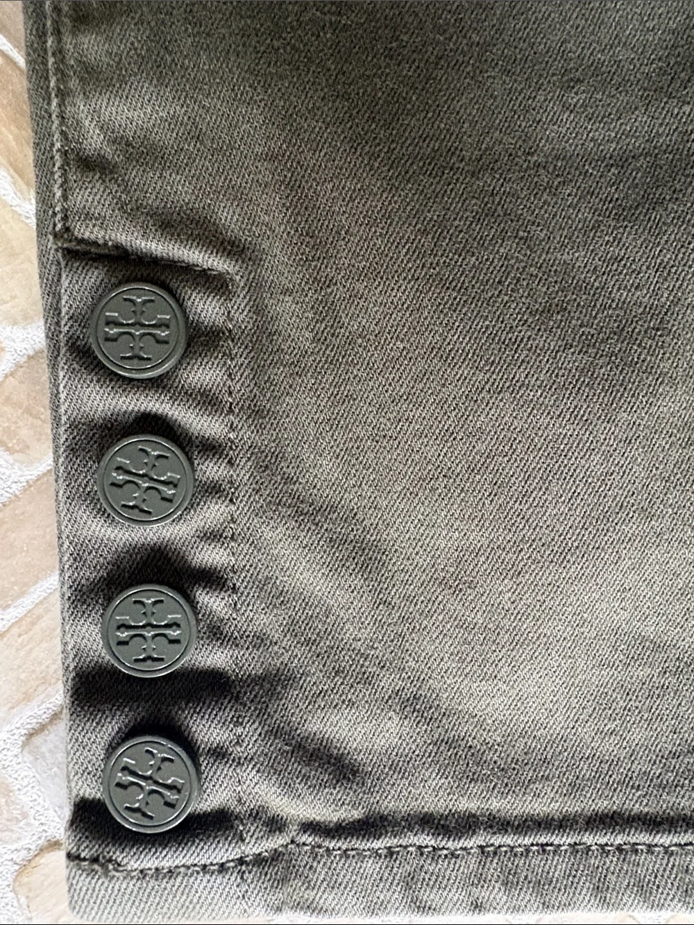 Tory Burch Olive Green Cropped Ankle Jeans, Sz 27